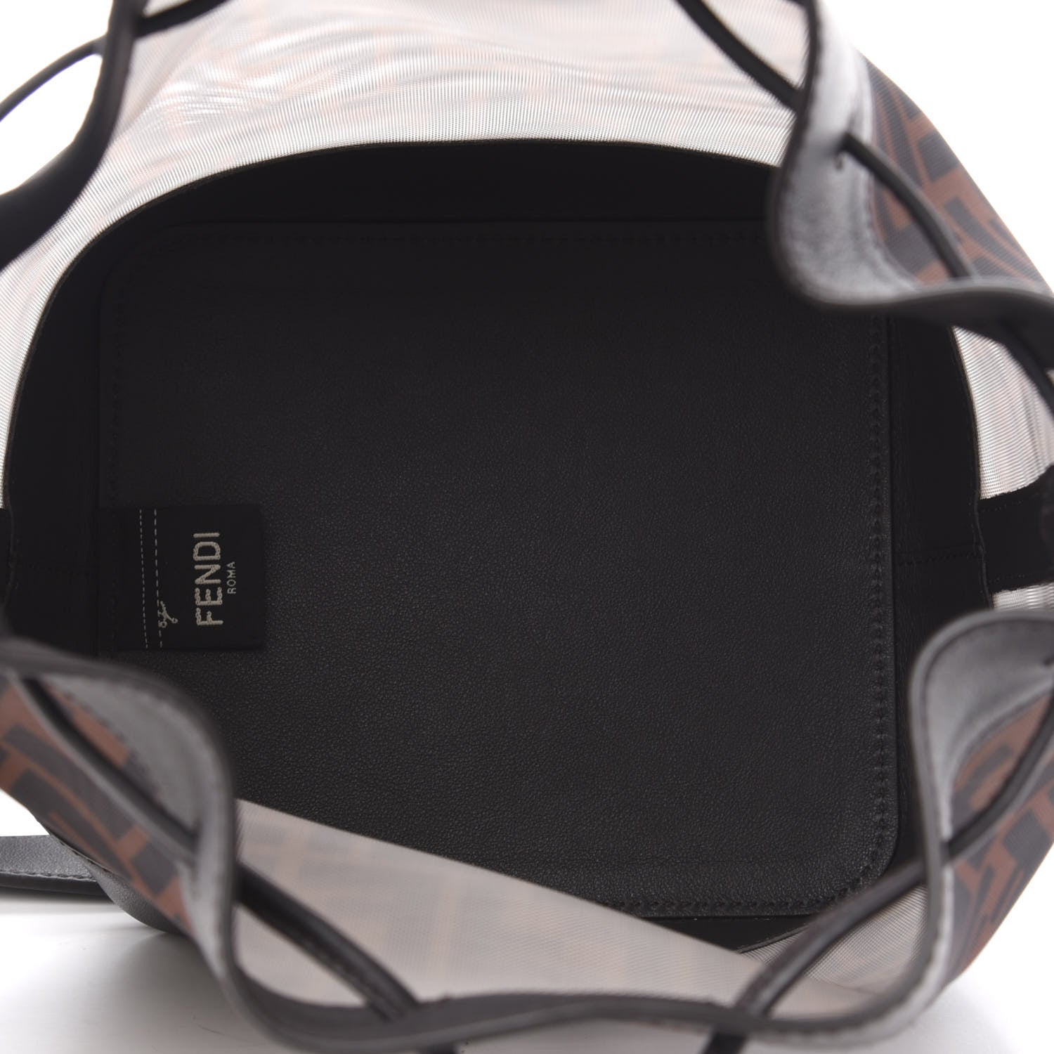 Fendi Mesh Vitello Grace F is Fendi FF 1974 Grande Mon Tresor Bucket Bag Marrone Black Ebano 5 of 12