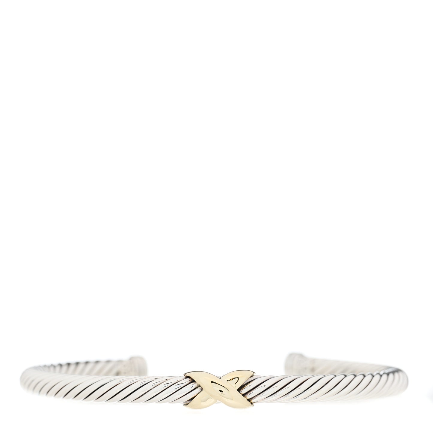 Sterling Silver 14K Yellow Gold 5mm X Station Cable Bracelet