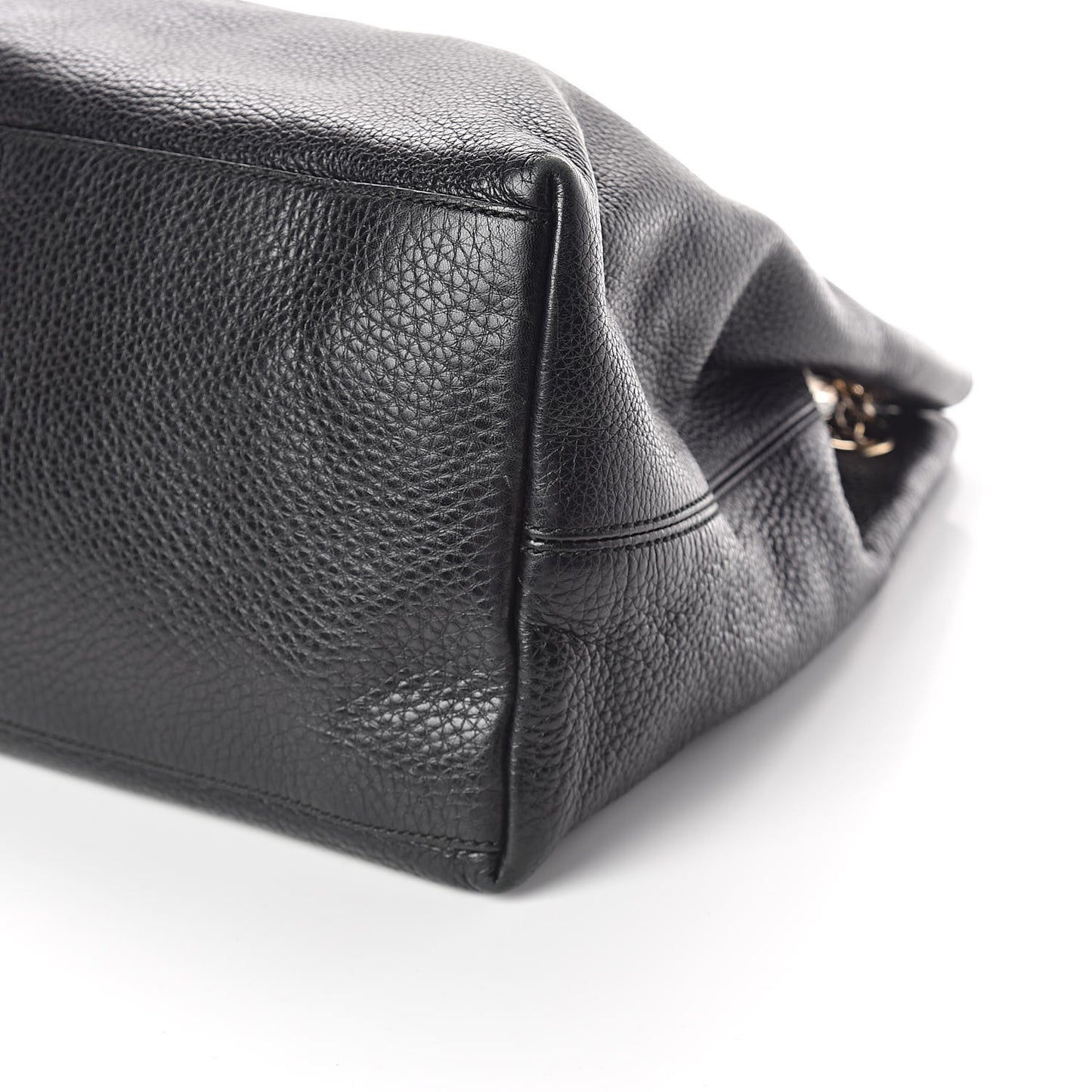 Pebbled Calfskin Large Soho Chain Shoulder Bag Black