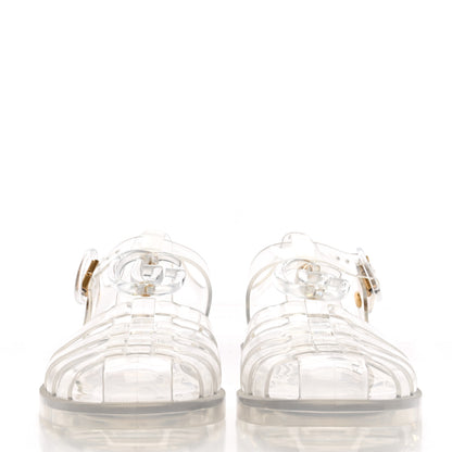 Gucci Shiny Rubber Double G Buckle Strap Sandals 36 Transparent 2 of 10