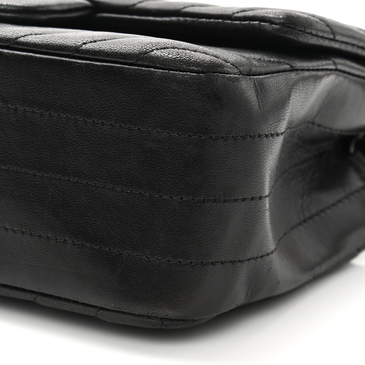 Lambskin Chevron Quilted Mini Rectangular Flap So Black