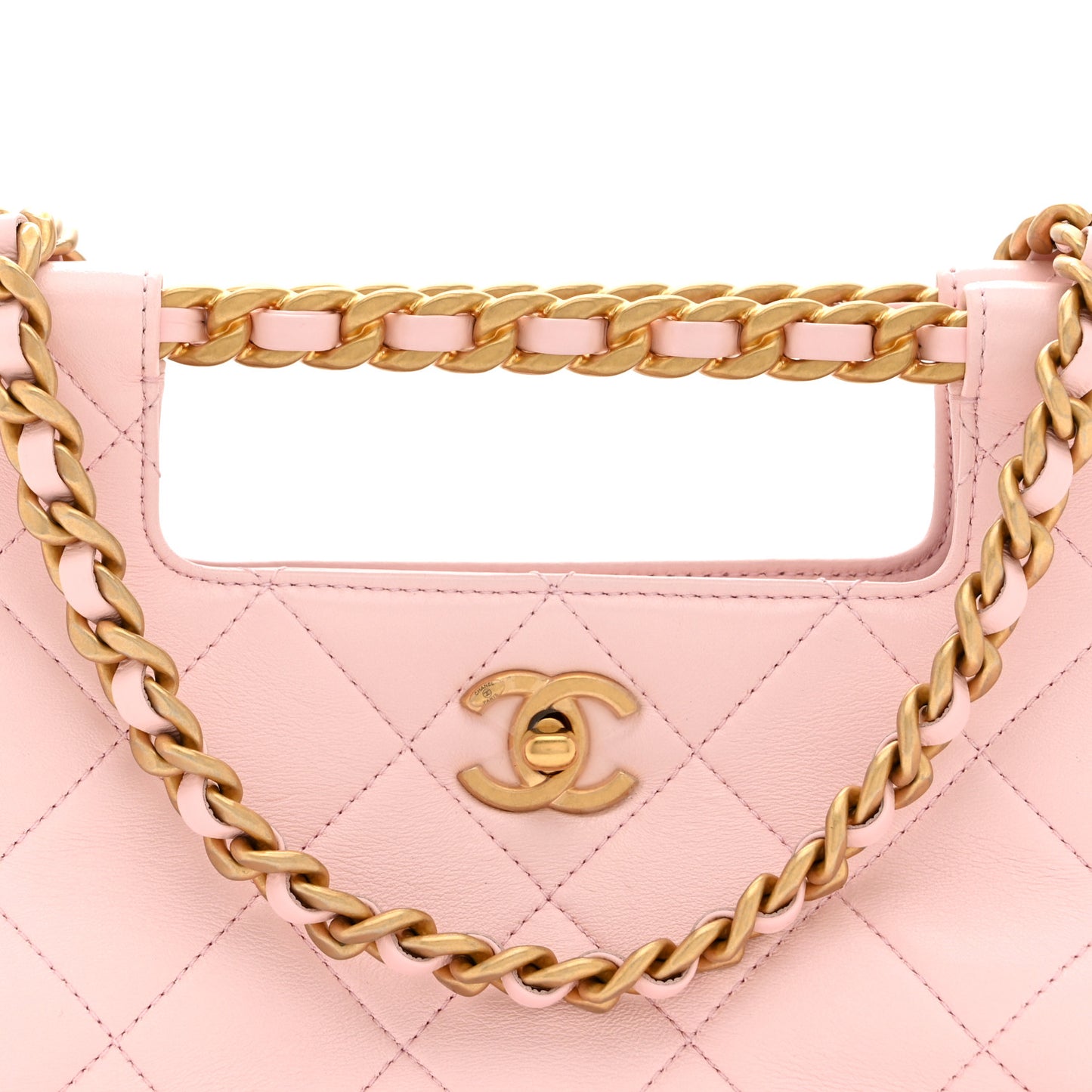 Shiny Lambskin Small Shopping Bag Light Pink