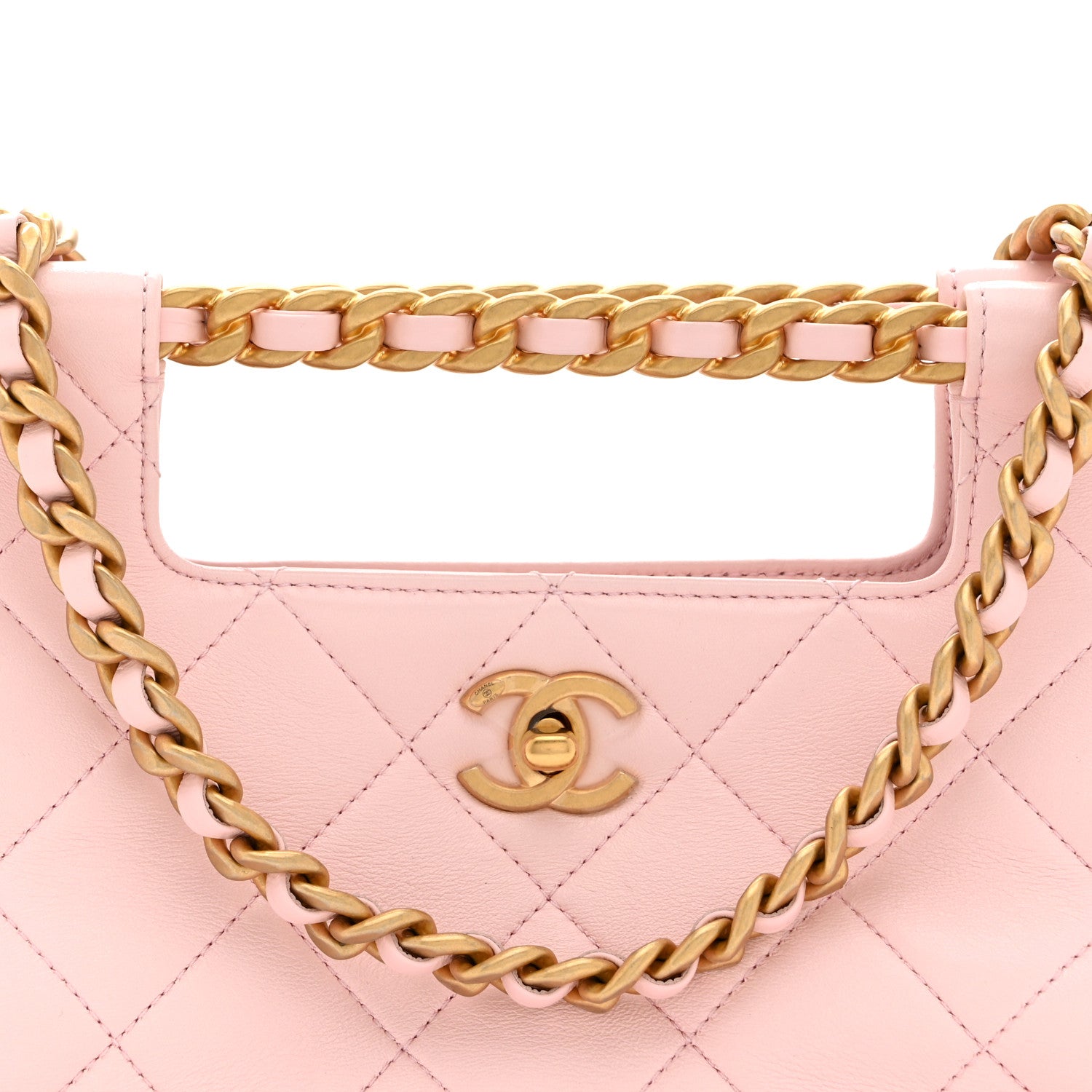Chanel Shiny Lambskin Small Shopping Bag Light Pink 8 of 10