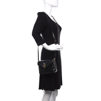 Saint Laurent Calfskin Y Quilted Monogram Toy Loulou Crossbody Bag Black 2 of 12