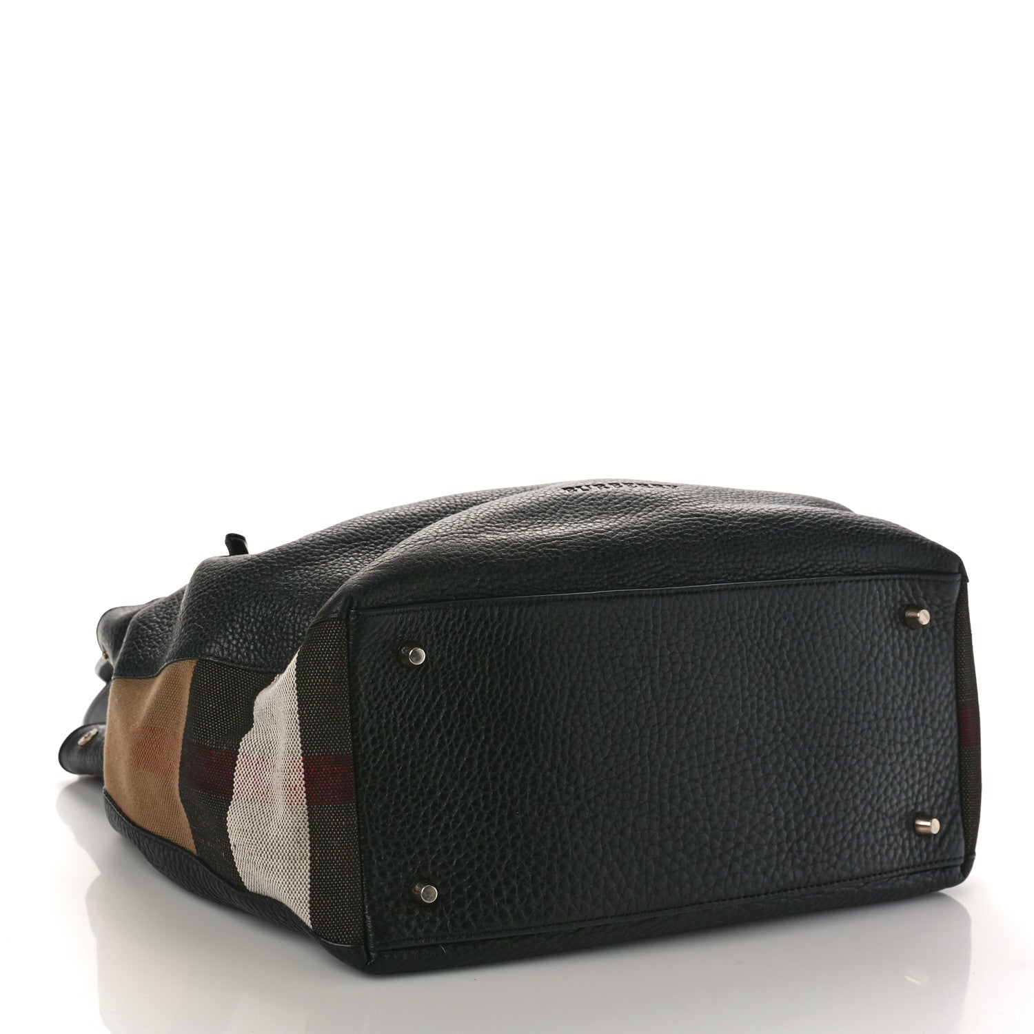 Burberry Grainy Calfskin House Check Medium Maidstone Black 4 of 8