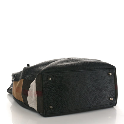 Burberry Grainy Calfskin House Check Medium Maidstone Black 4 of 8