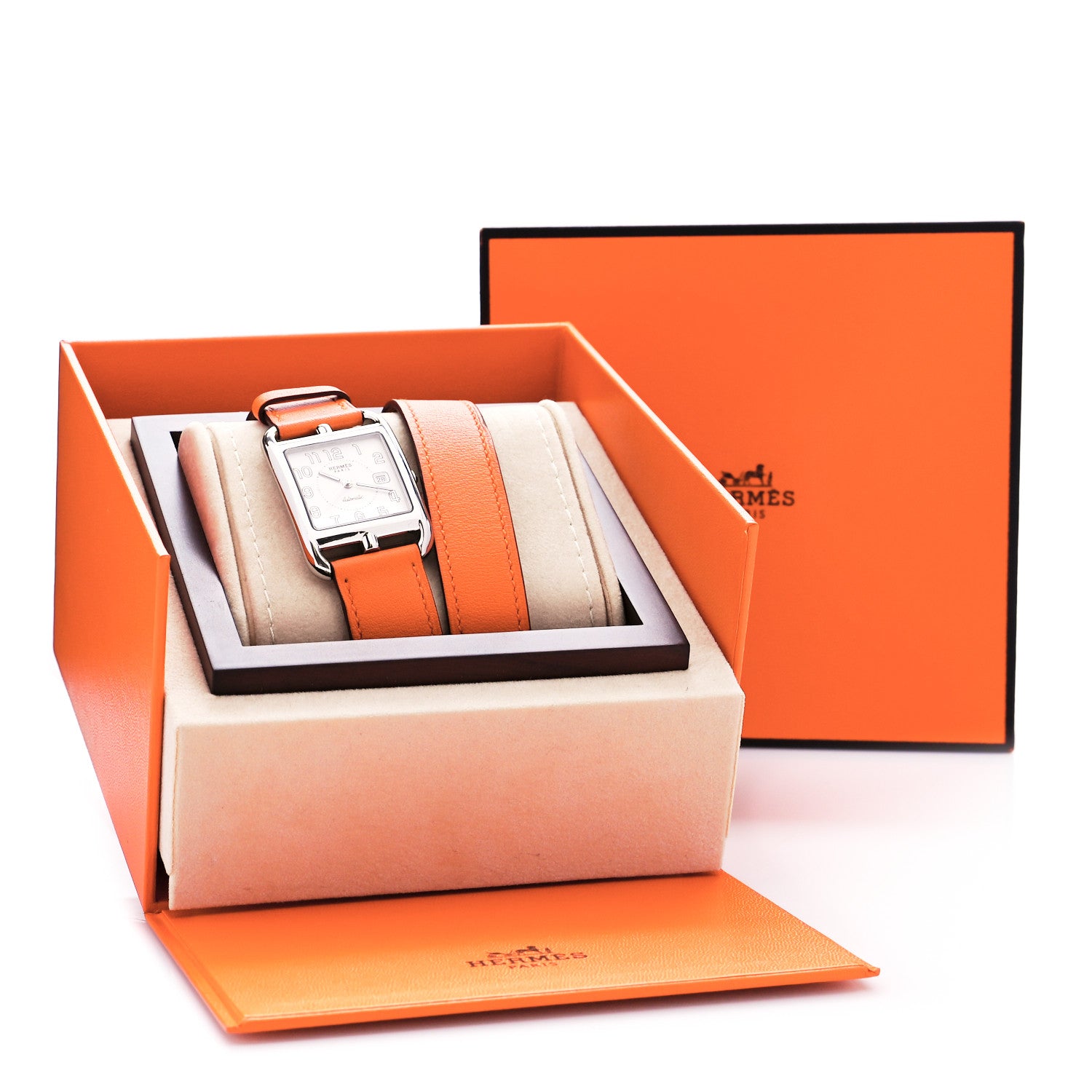 Hermes Stainless Steel Swift 29mm Cape Cod Double Tour Automatic Watch Orange 5 of 5