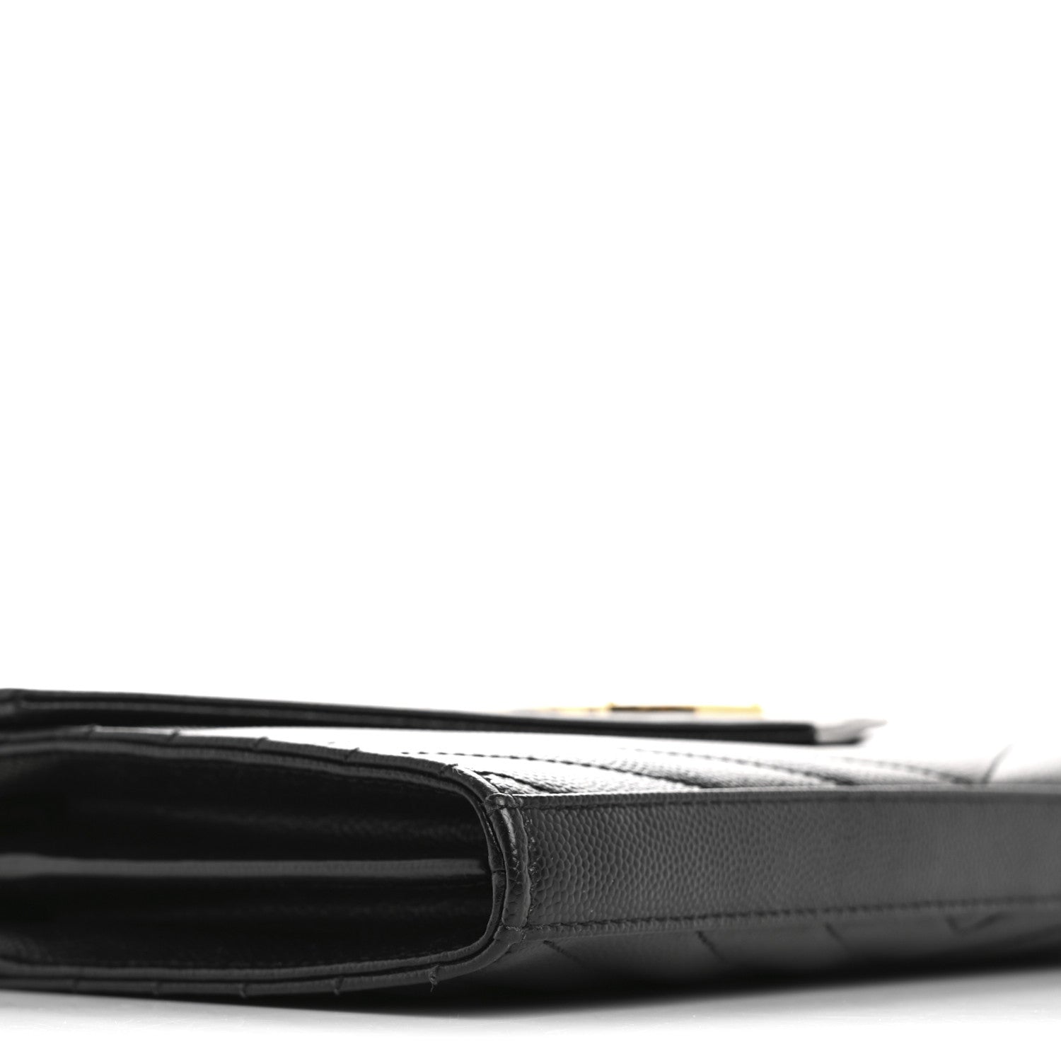 Saint Laurent Grain De Poudre Matelasse Chevron Monogram Chain Wallet Black 10 of 13