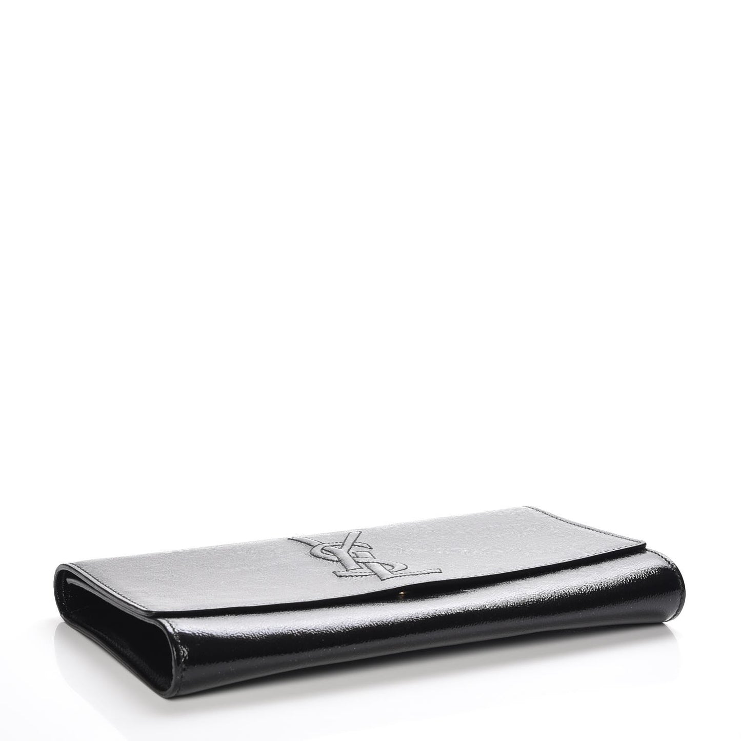 Textured Patent Monogram Large Belle De Jour Clutch Black