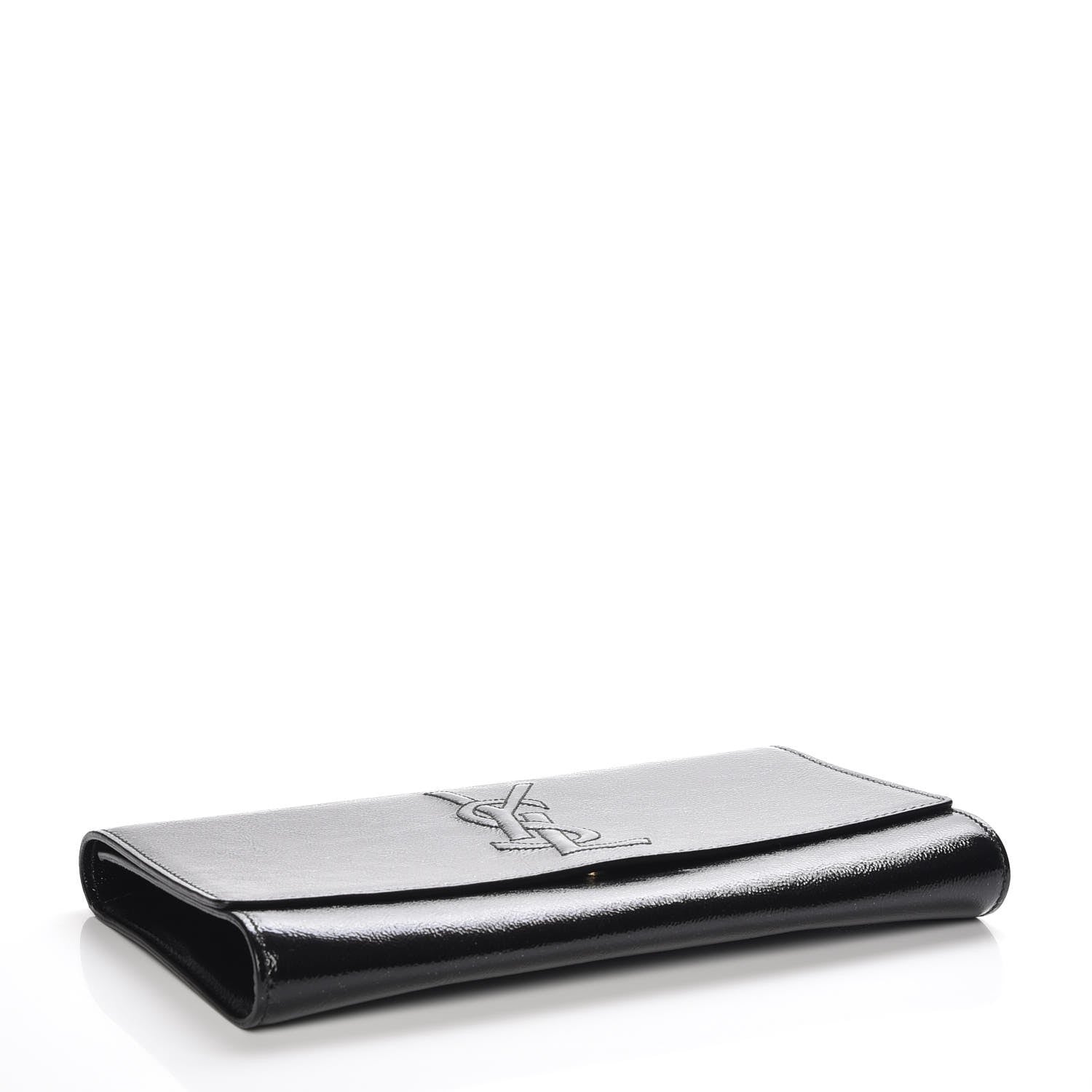 Saint Laurent Textured Patent Monogram Large Belle De Jour Clutch Black 4 of 7