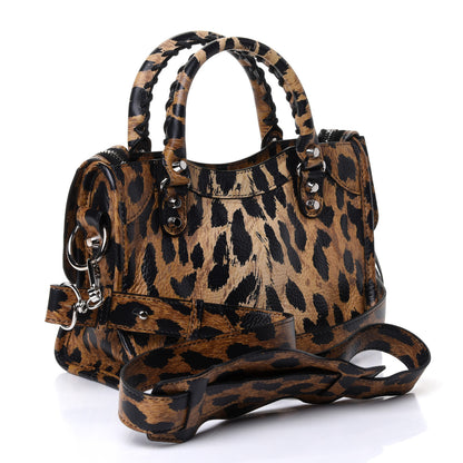 Balenciaga Smooth Calfskin Leopard Print Classic Silver Hardware Mini City Beige 2 of 4