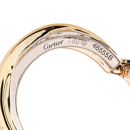 Cartier 18K Yellow Pink White Gold Diamond Trinity Hoop French Clip Earrings 4 of 4