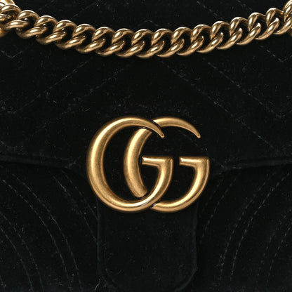 Gucci Velvet Matelasse Mini GG Marmont Shoulder Bag Black 9 of 11