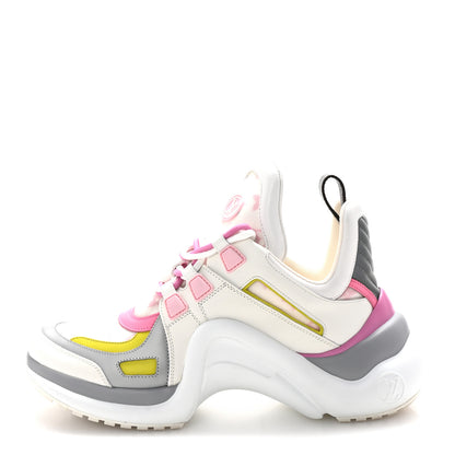 Louis Vuitton Calfskin Technical Nylon LV Archlight Sneakers 39 White Pink Yellow 1 of 10