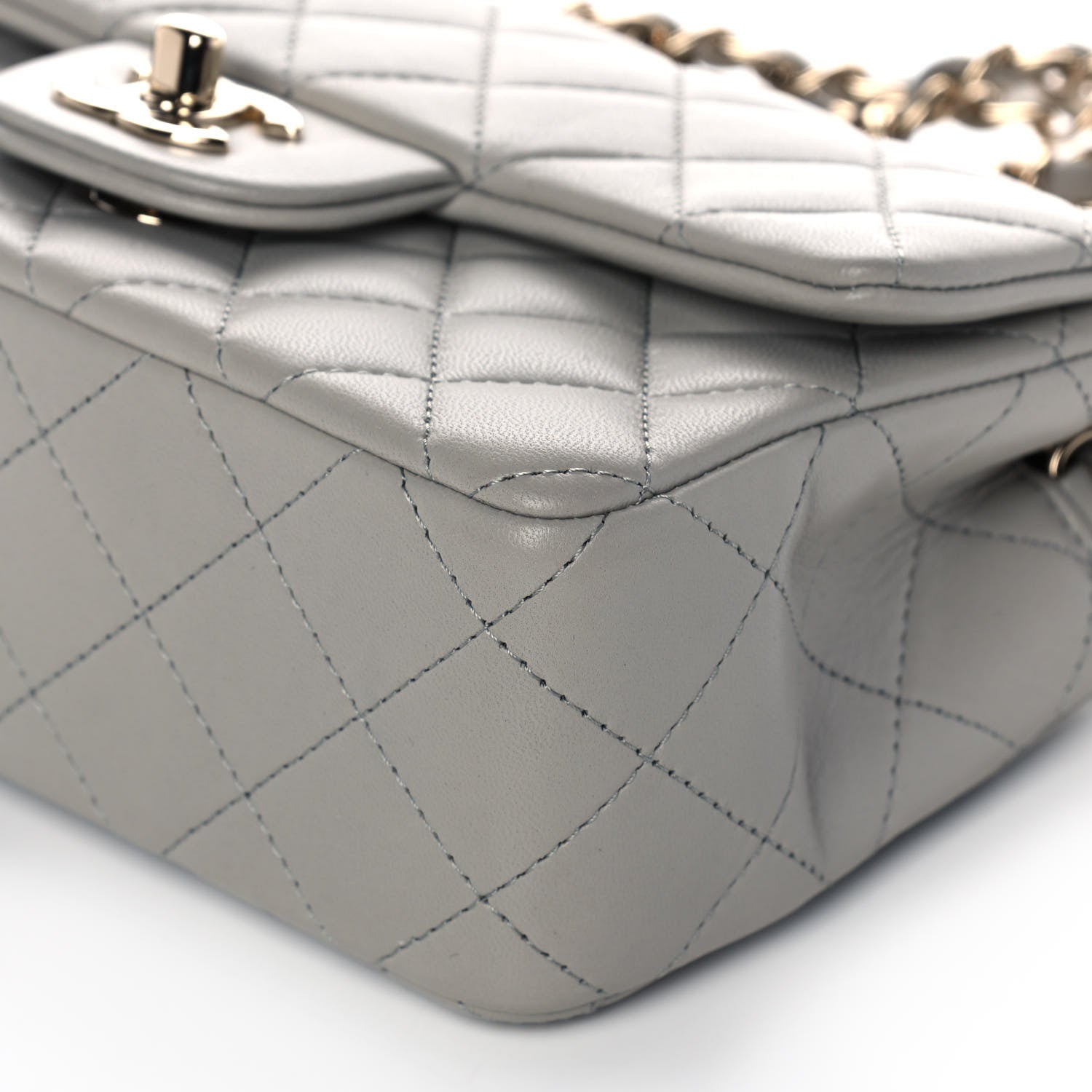Chanel Lambskin Quilted Mini Rectangular Flap Grey 11 of 12