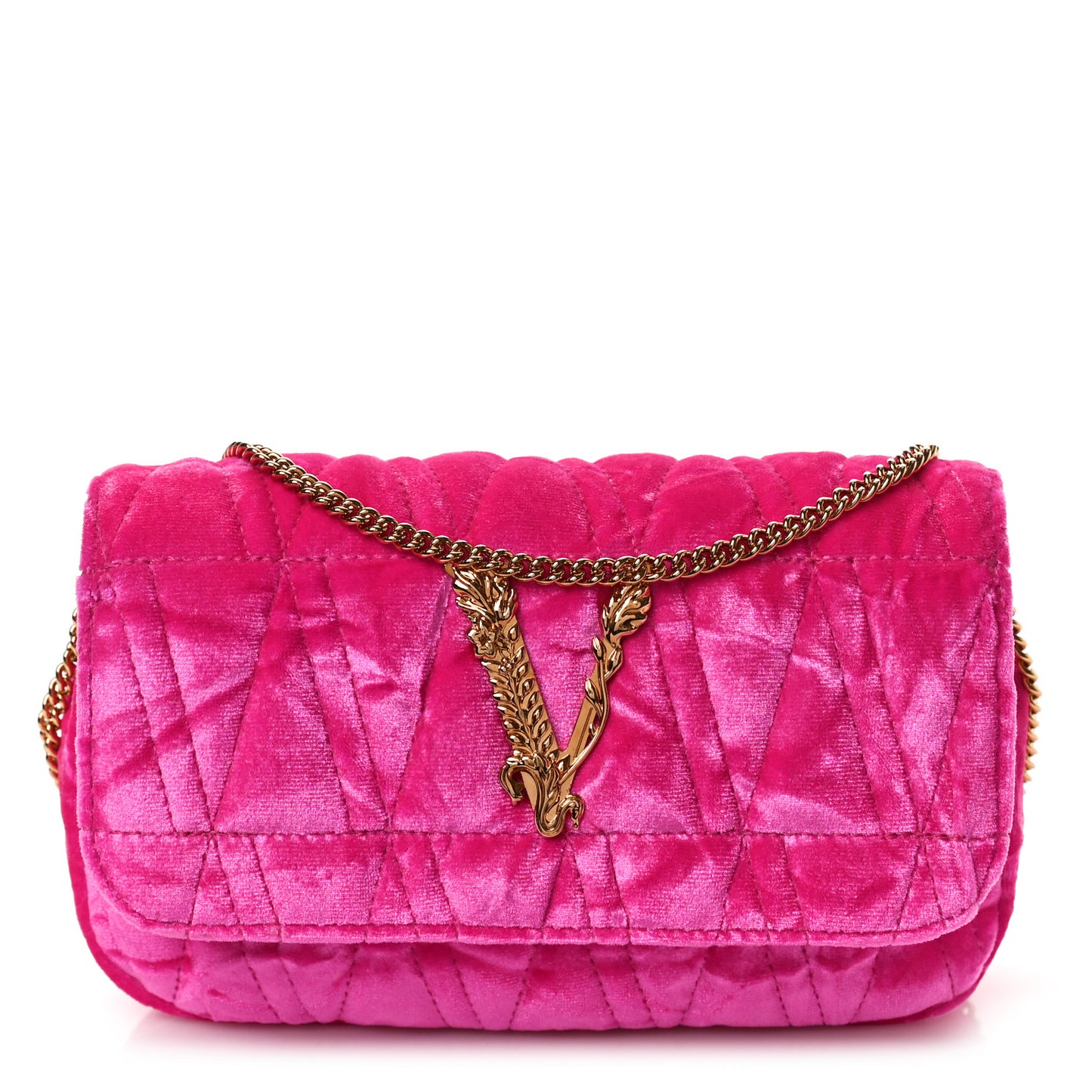 Velvet Quilted Virtus Evening Bag Pink