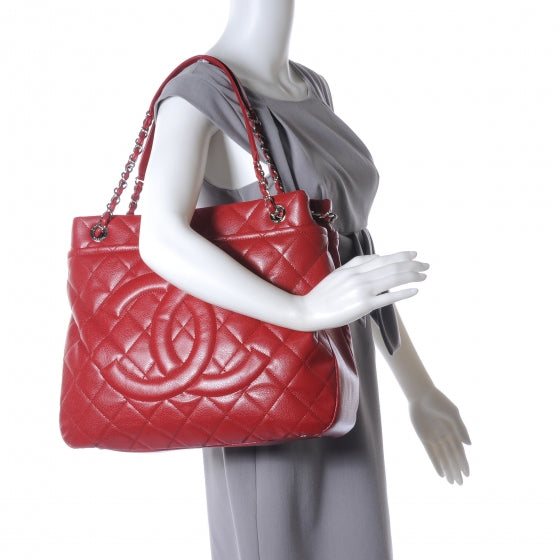 Caviar Timeless Large Shopping Tote Red