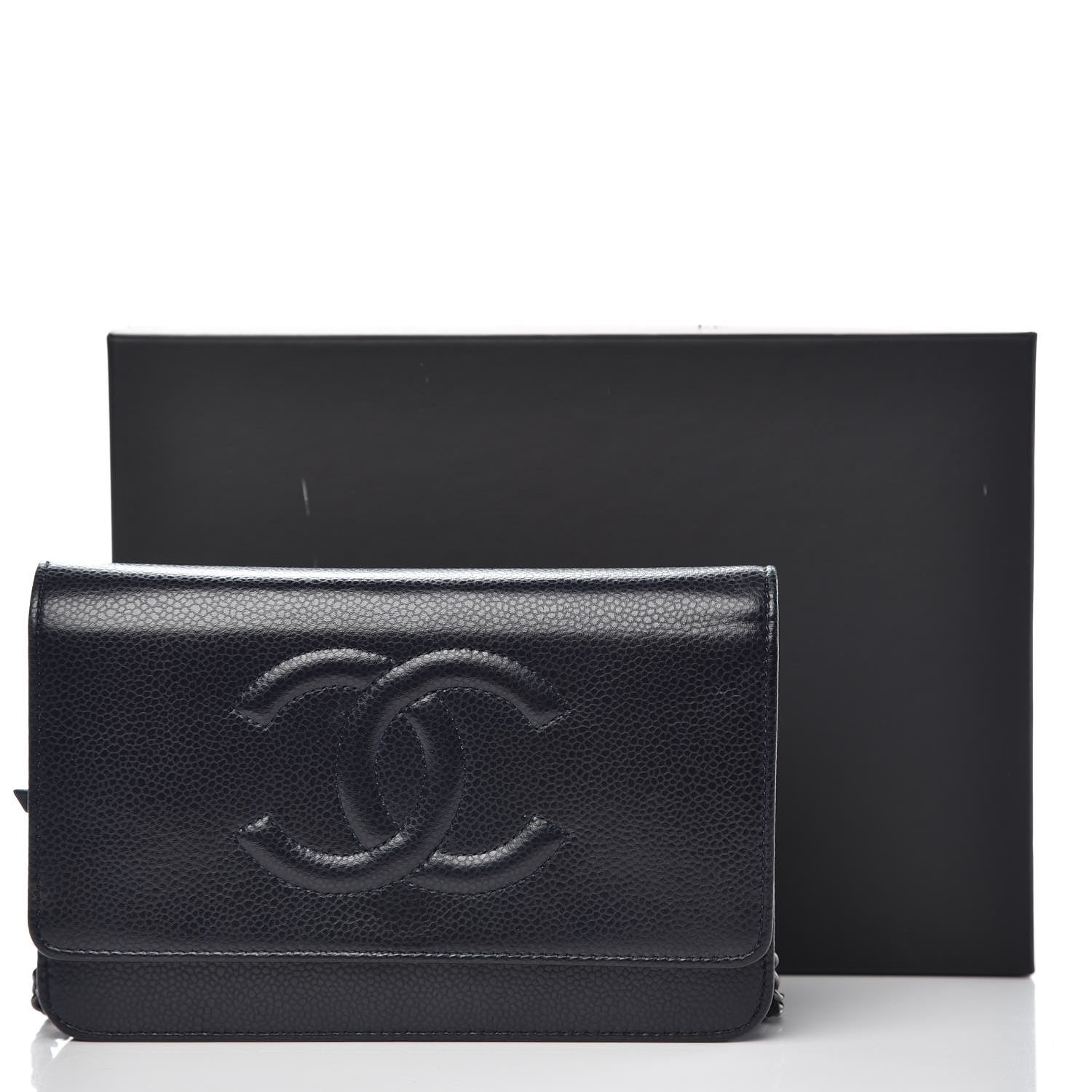 Chanel Caviar Timeless CC Wallet On Chain WOC Navy Blue 20 of 20