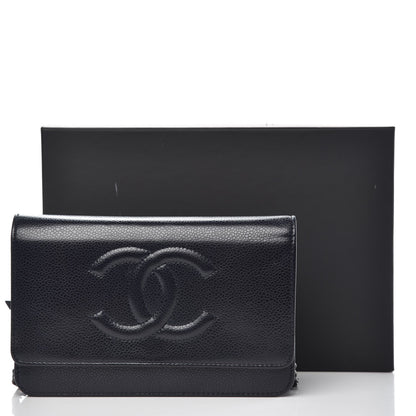 Chanel Caviar Timeless CC Wallet On Chain WOC Navy Blue 20 of 20
