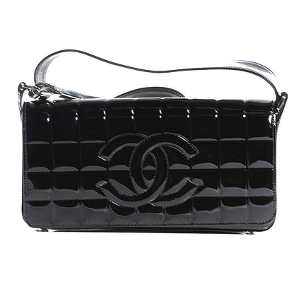Chanel Patent Chocolate Bar Quilted CC Flap Black 1 of 8