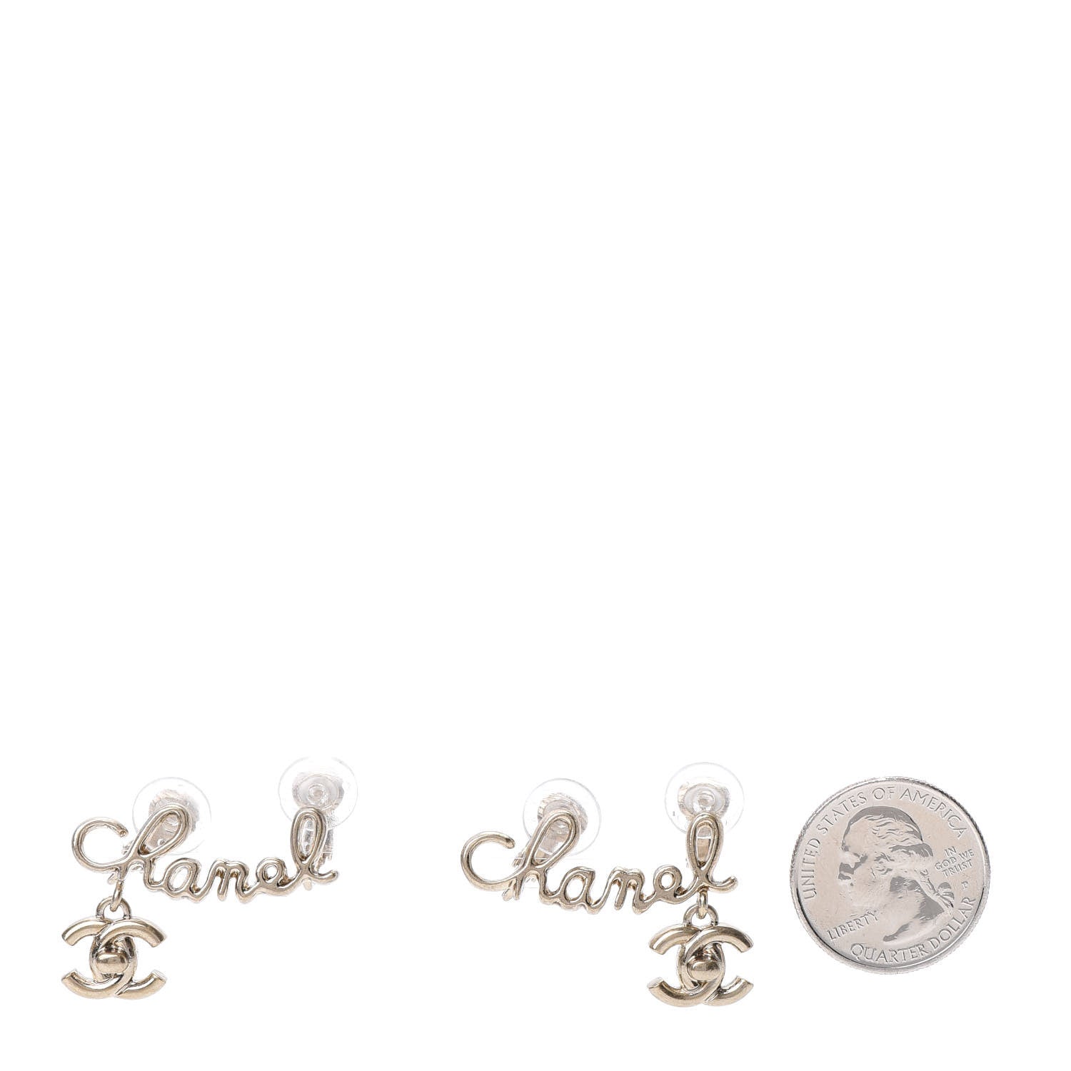 Chanel Metal CC Turnlock Climber Clip On Earrings Gold 2 of 5