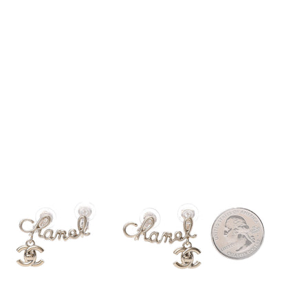 Chanel Metal CC Turnlock Climber Clip On Earrings Gold 2 of 5