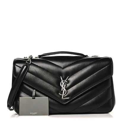 Saint Laurent Lambskin Chevron Quilted Medium Loulou Black 3 of 11