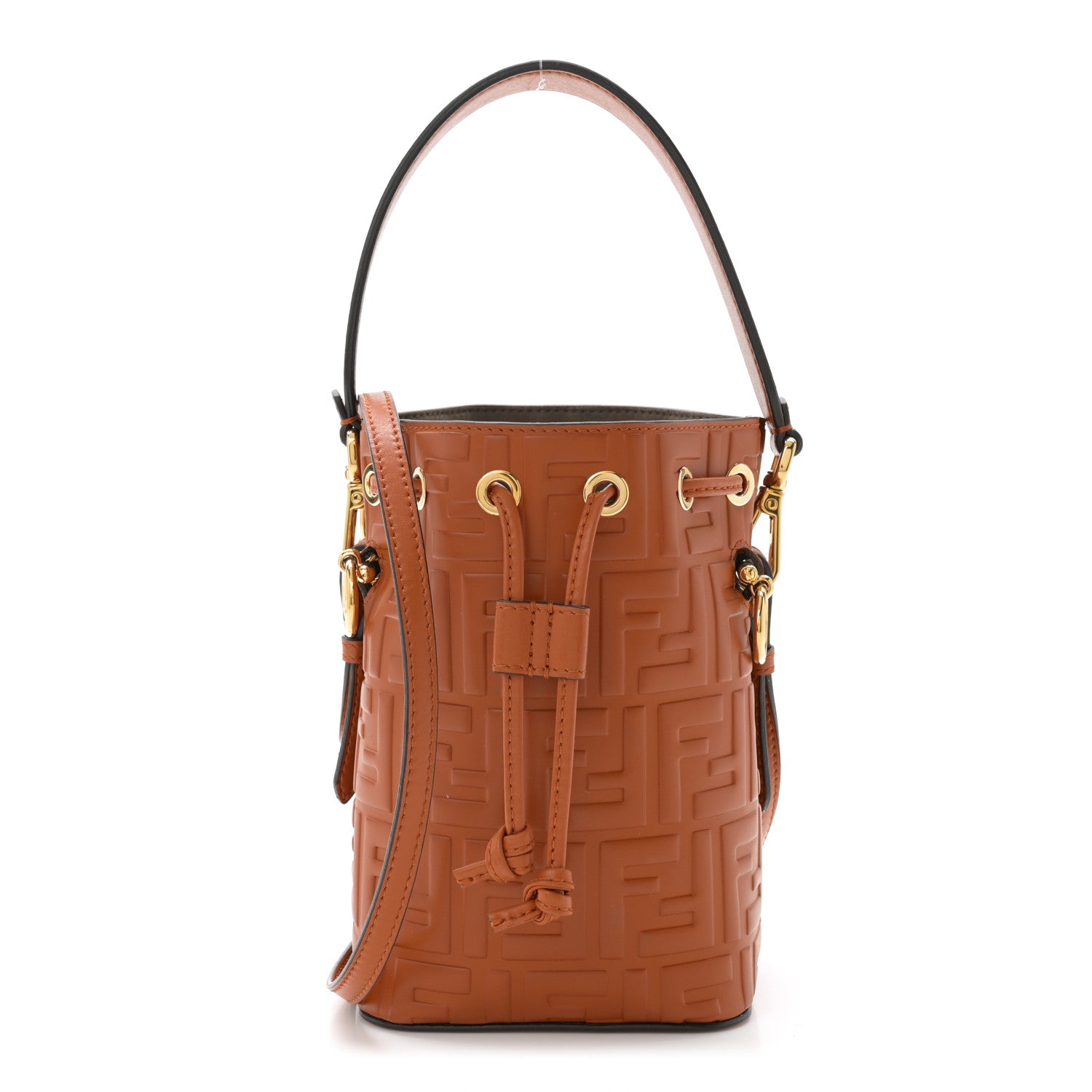 Fendi Vitello Liberty F is Fendi FF 1974 Embossed Mini Mon Tresor Bucket Bag Brandy 1 of 11