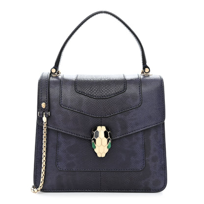 Bulgari Karung Serpenti Forever Top Handle Navy Blue 3 of 11