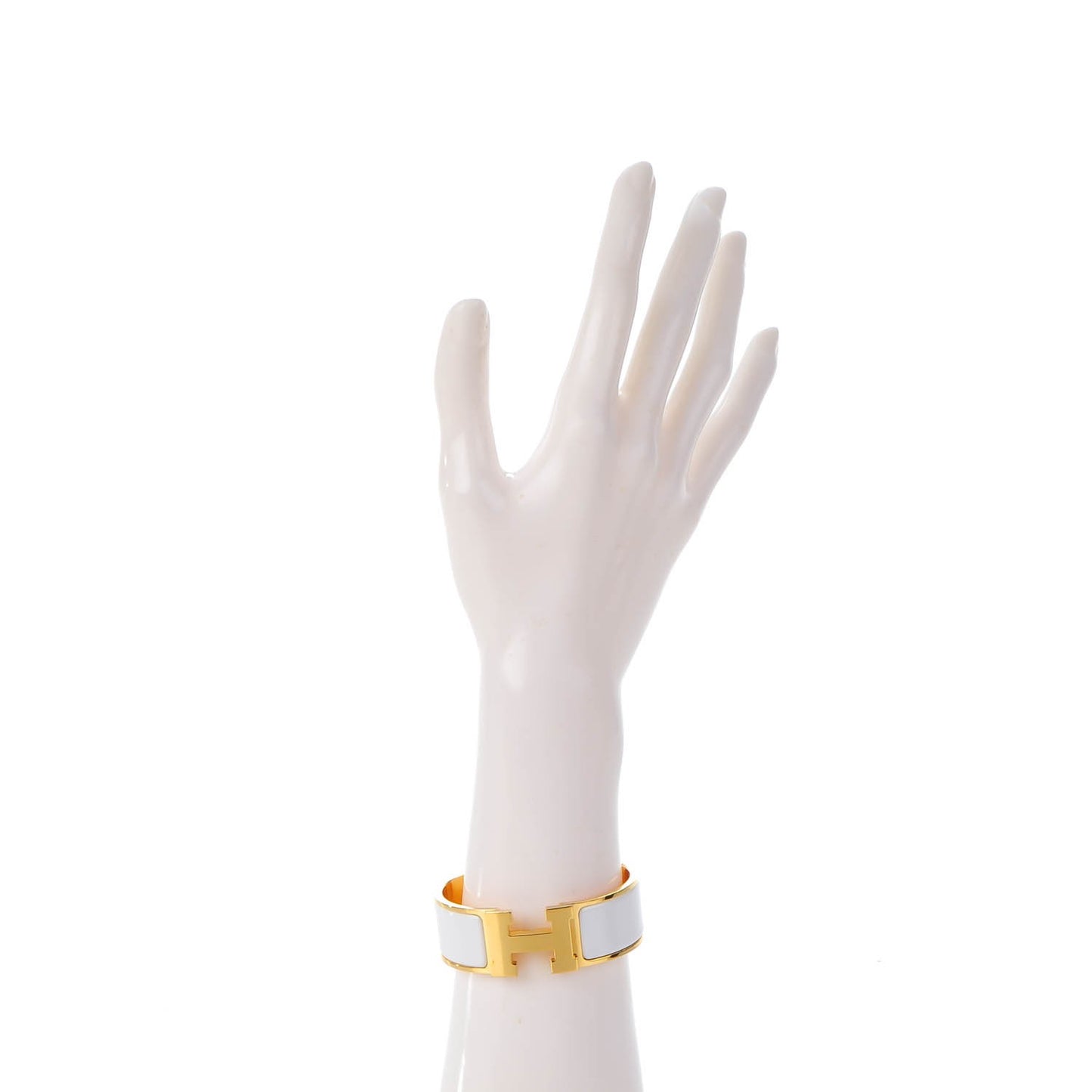 Enamel Wide Clic Clac H Bracelet GM White