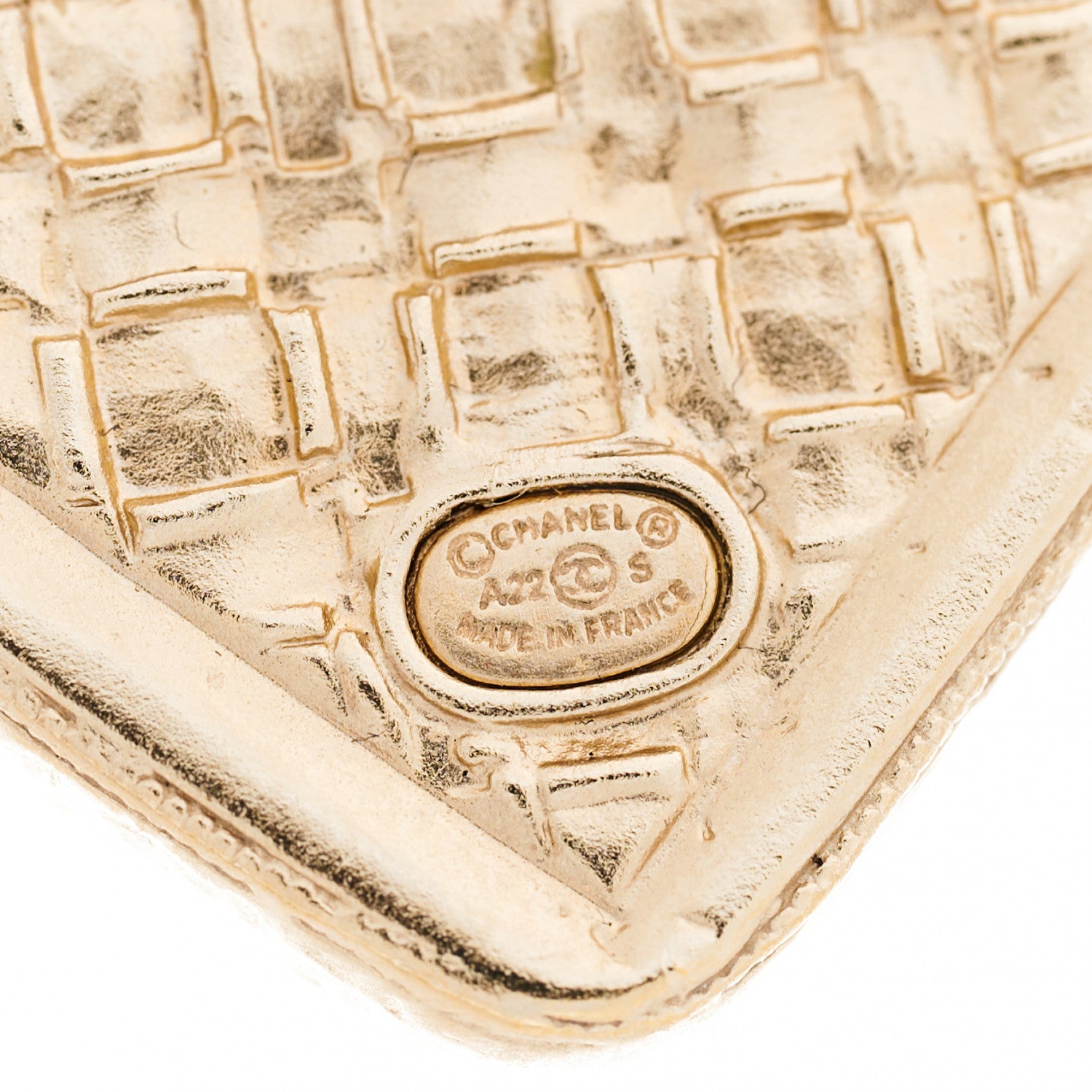Chanel Pearl Crystal CC Square Earrings Gold 4 of 4