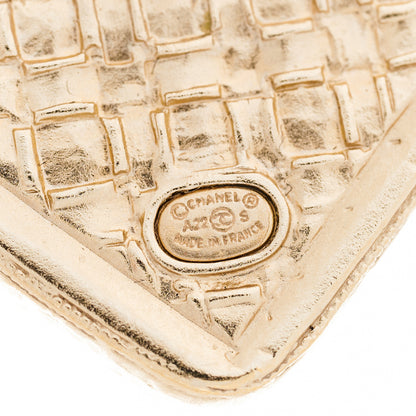 Chanel Pearl Crystal CC Square Earrings Gold 4 of 4