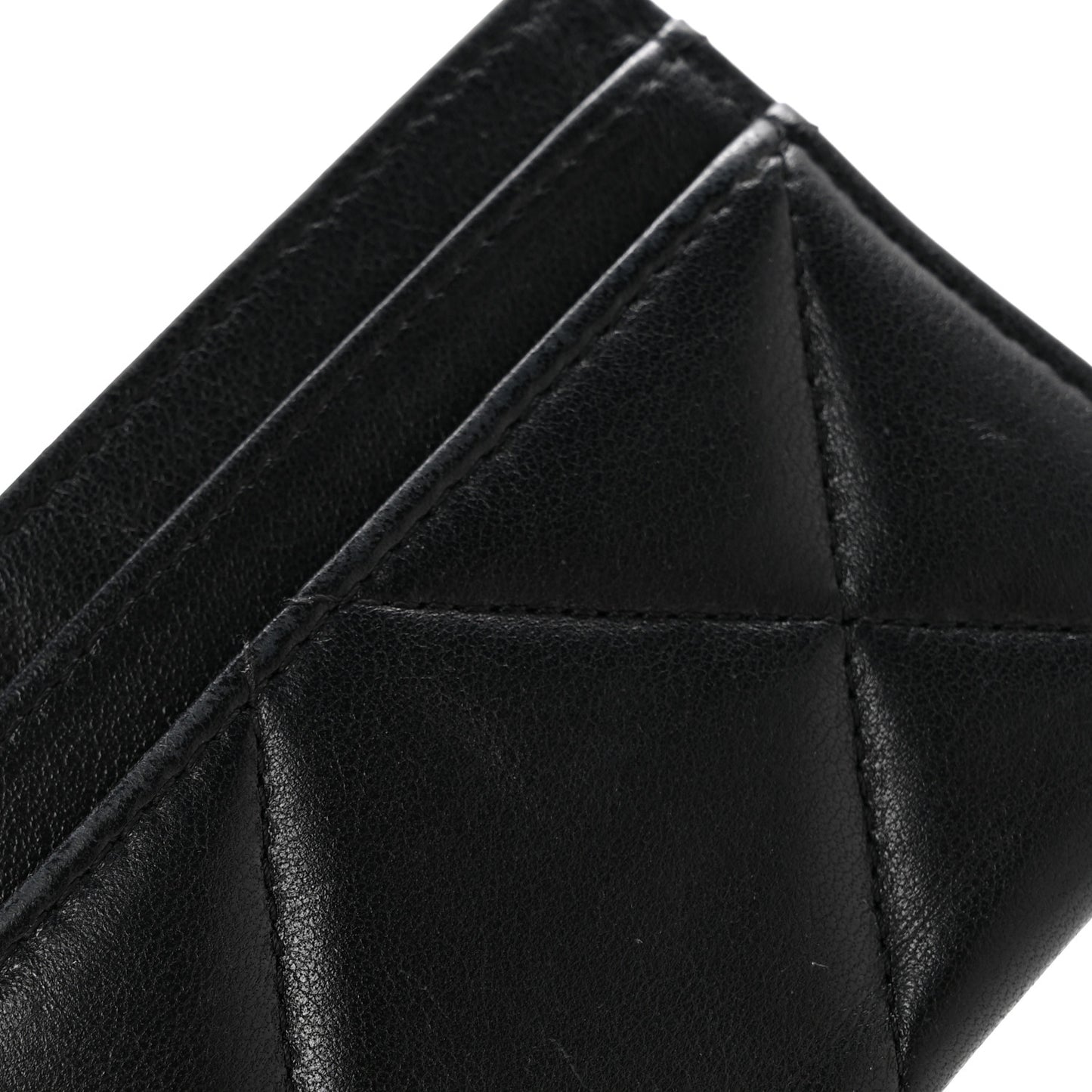 Lambskin Quilted Chanel 19 Card Holder Black