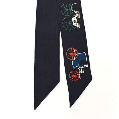 Hermes Silk Embroidered A Toute Berline Long Twilly Black Multicolor 2 of 4