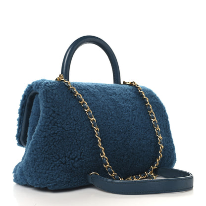 Chanel Shearling Lambskin Small Coco Handle Flap Blue 3 of 11