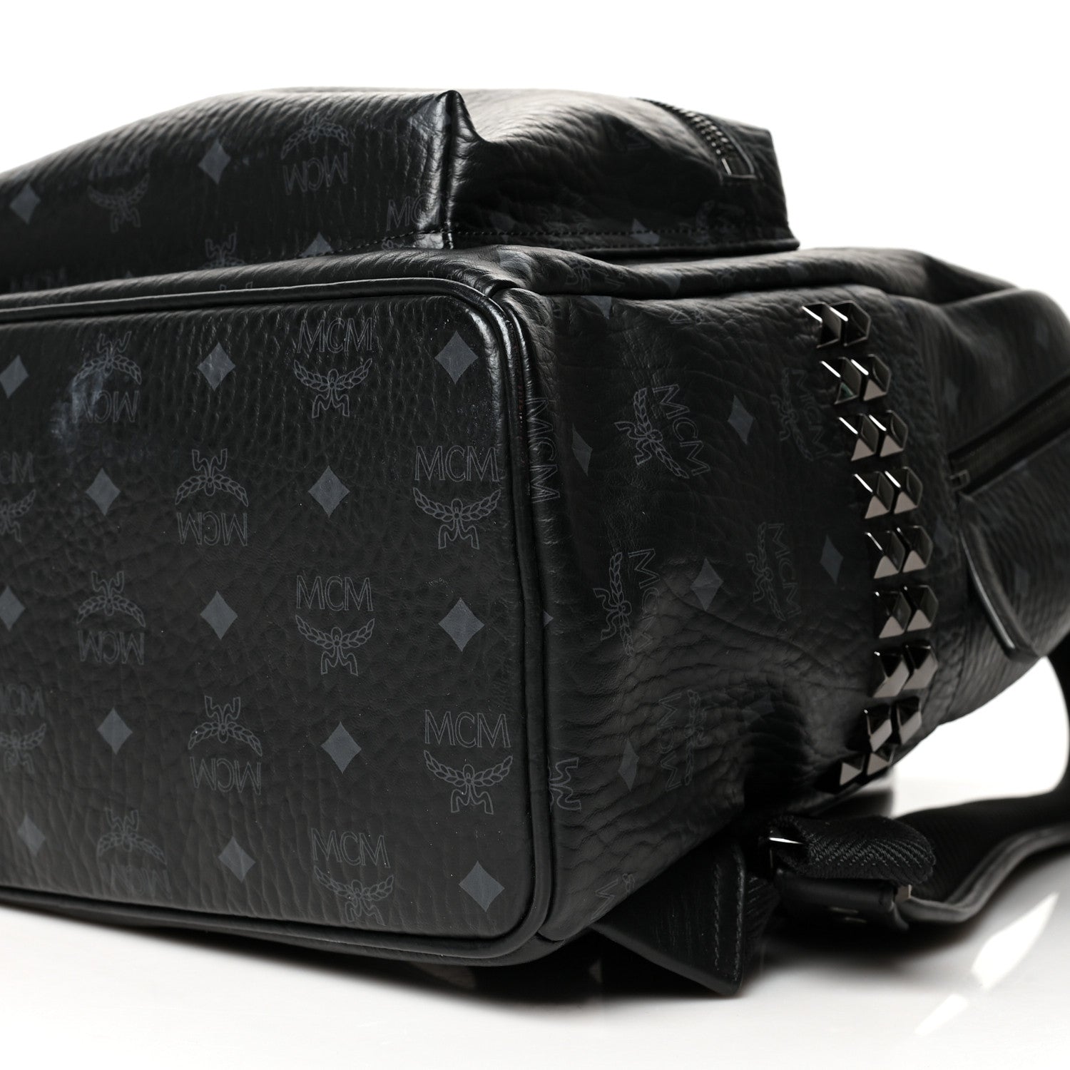 MCM Visetos Medium Side Studs Stark Backpack Black 10 of 12