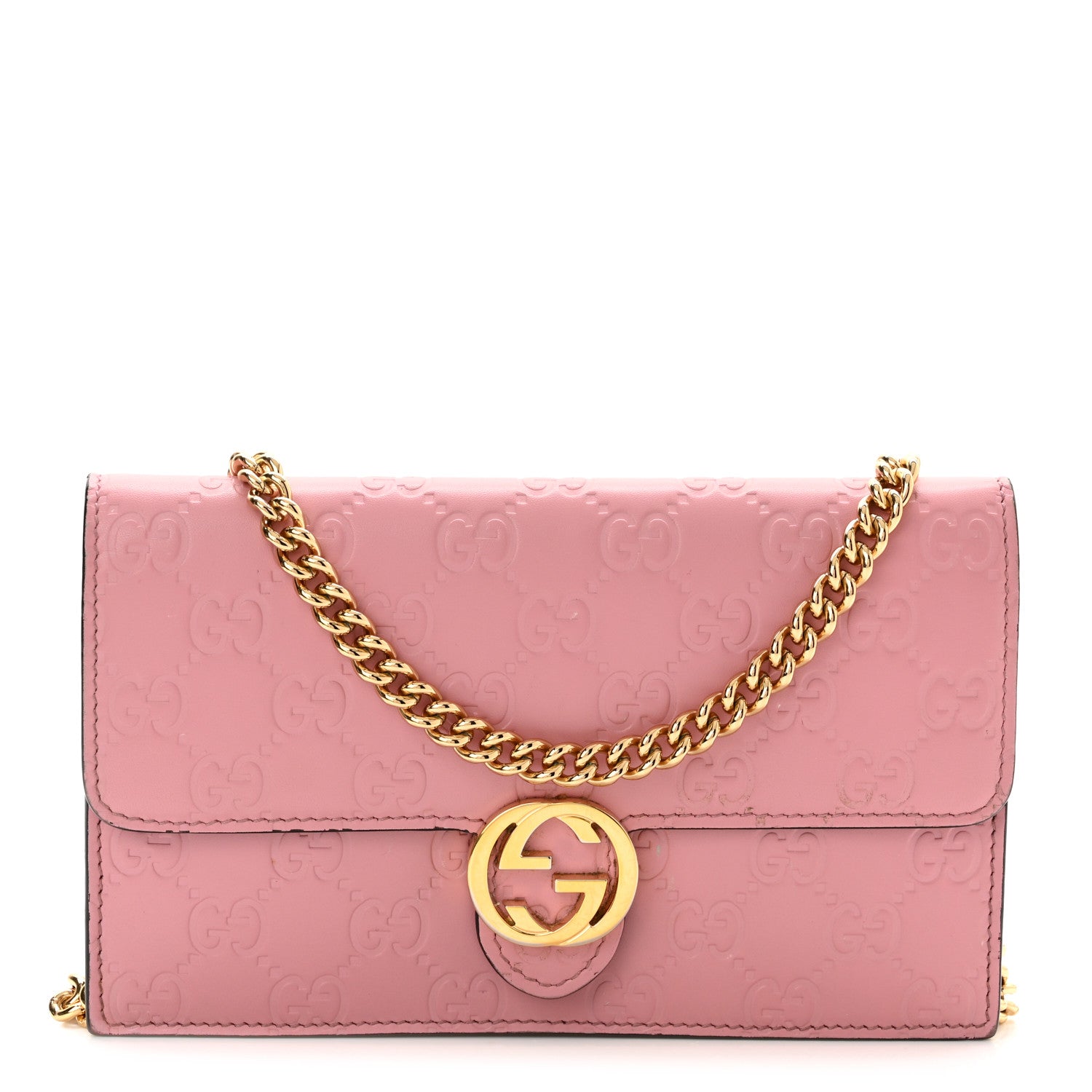 Gucci Guccissima Icon Chain Wallet Carmine Rose 1 of 9