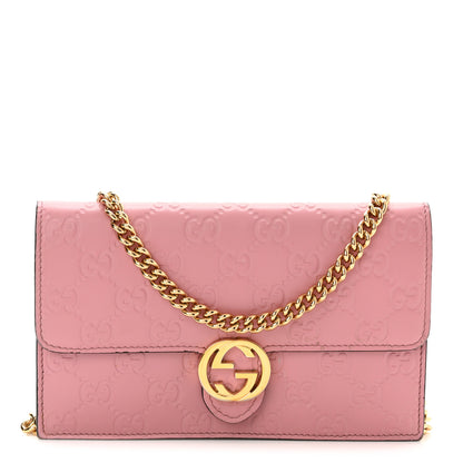 Gucci Guccissima Icon Chain Wallet Carmine Rose 1 of 9