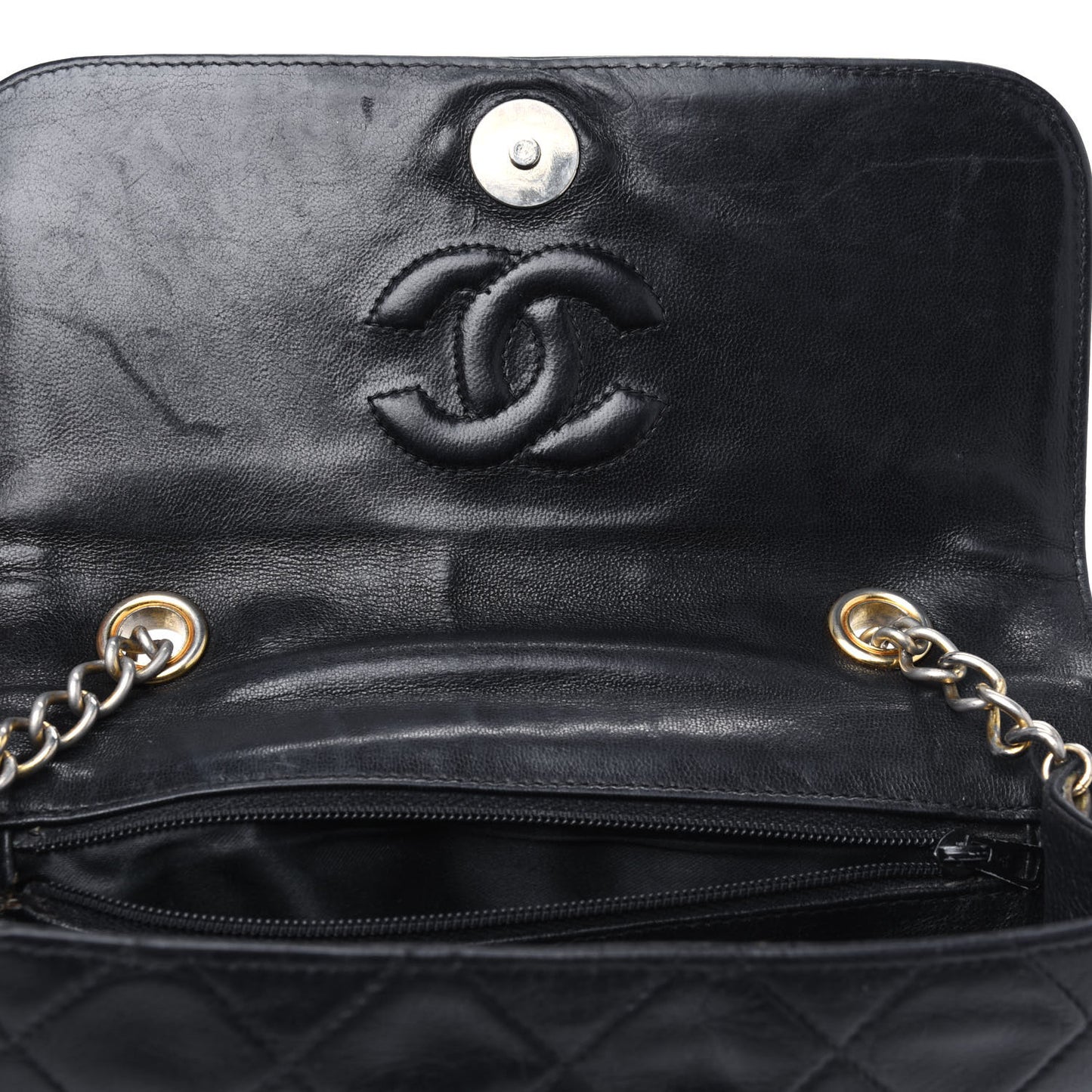Lambskin Quilted Small Tassel Single Flap Black