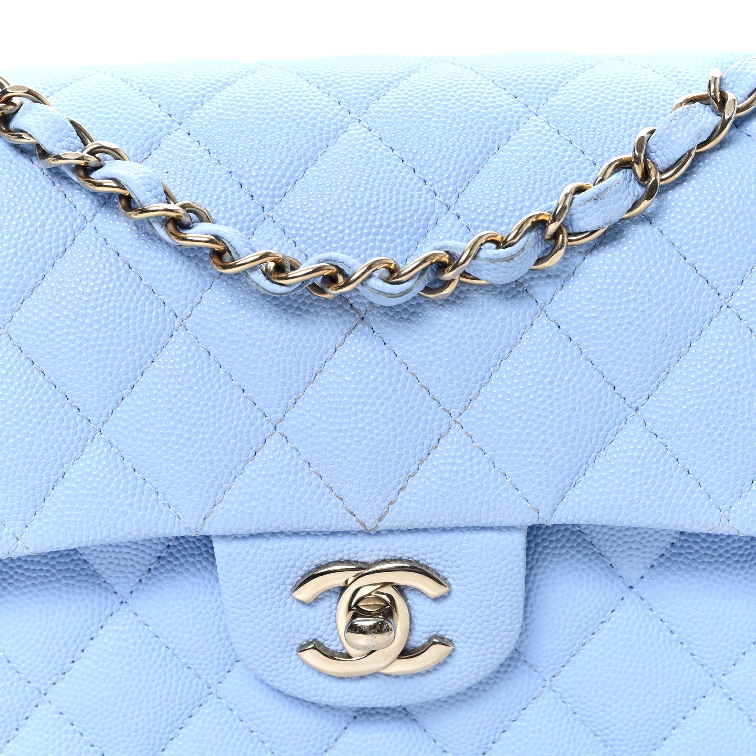 Chanel Caviar Quilted Small Double Flap Light Blue 8 of 10