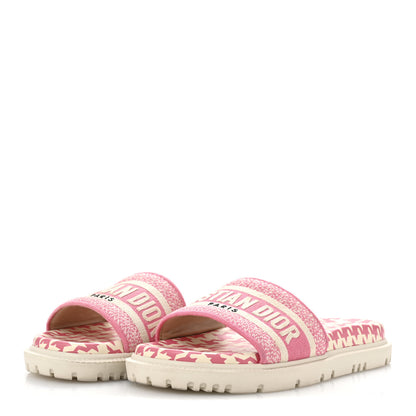 Christian Dior Micro PDP Cotton Houndstooth Embroidered Dway 10mm Slide Sandals 37.5 Peony 4 of 10