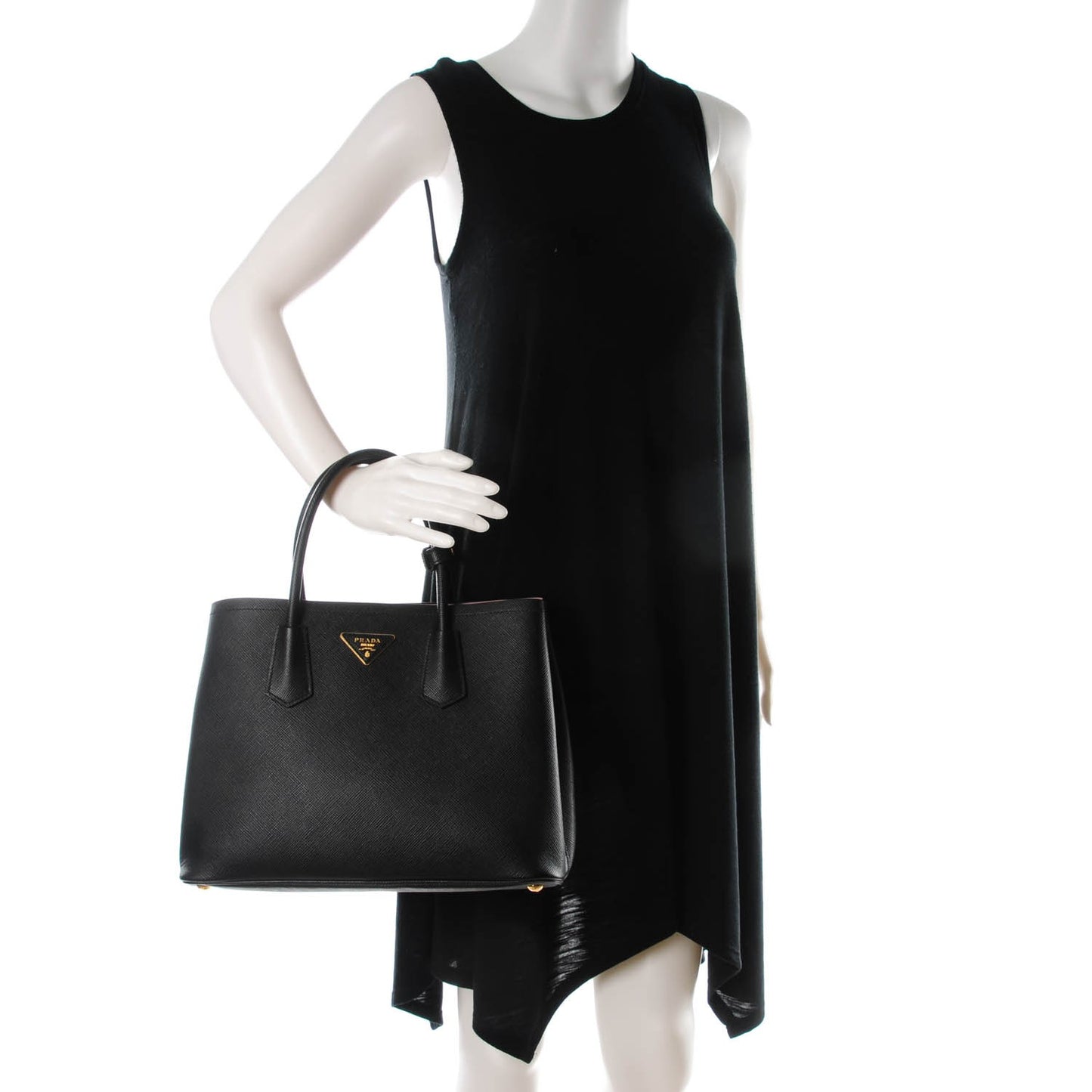 Saffiano Cuir Medium Double Bag Black Mughetto