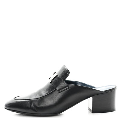 Hermes Goatskin Paradis Mules 37.5 Black 1 of 10