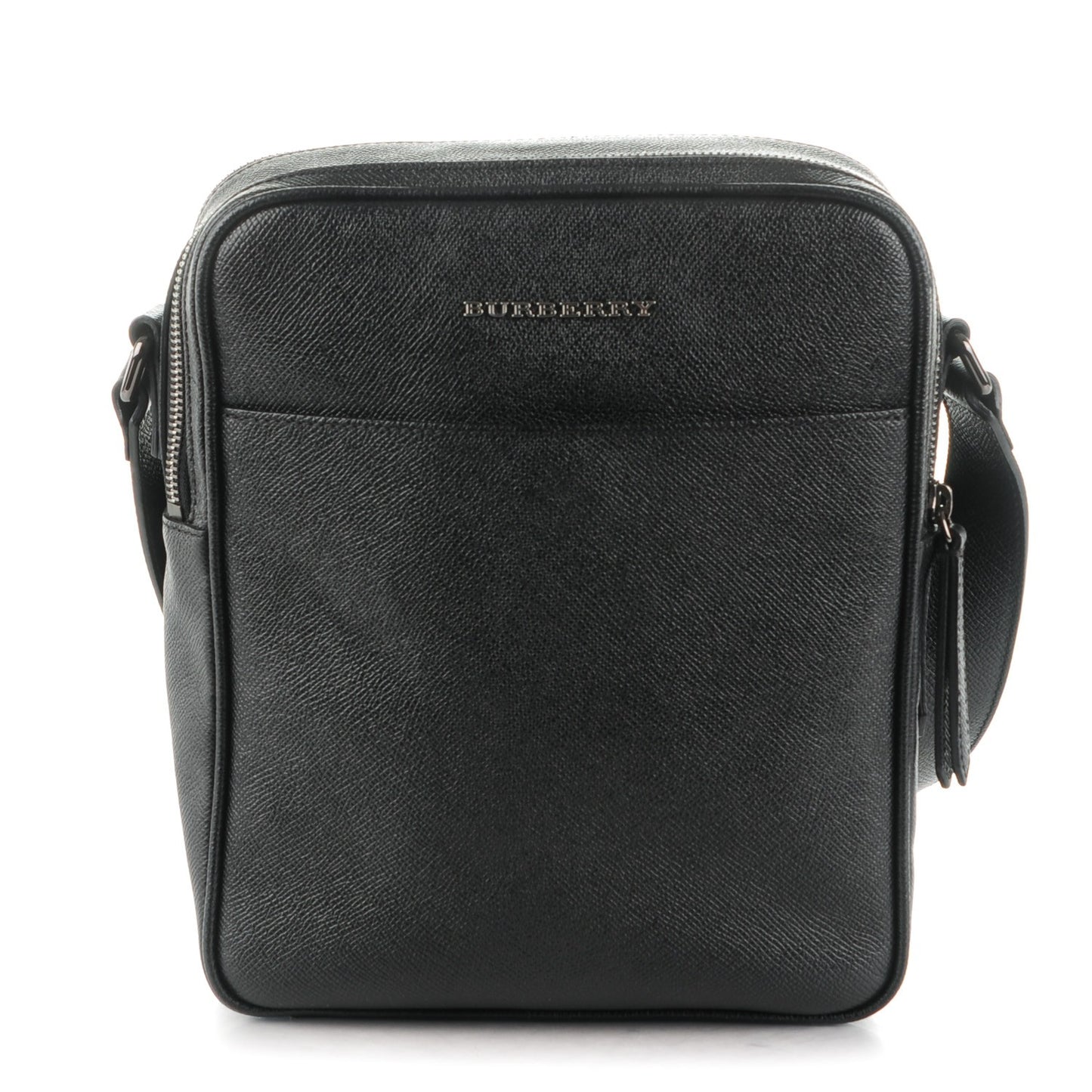London Grainy Calfskin Messenger Bag Black