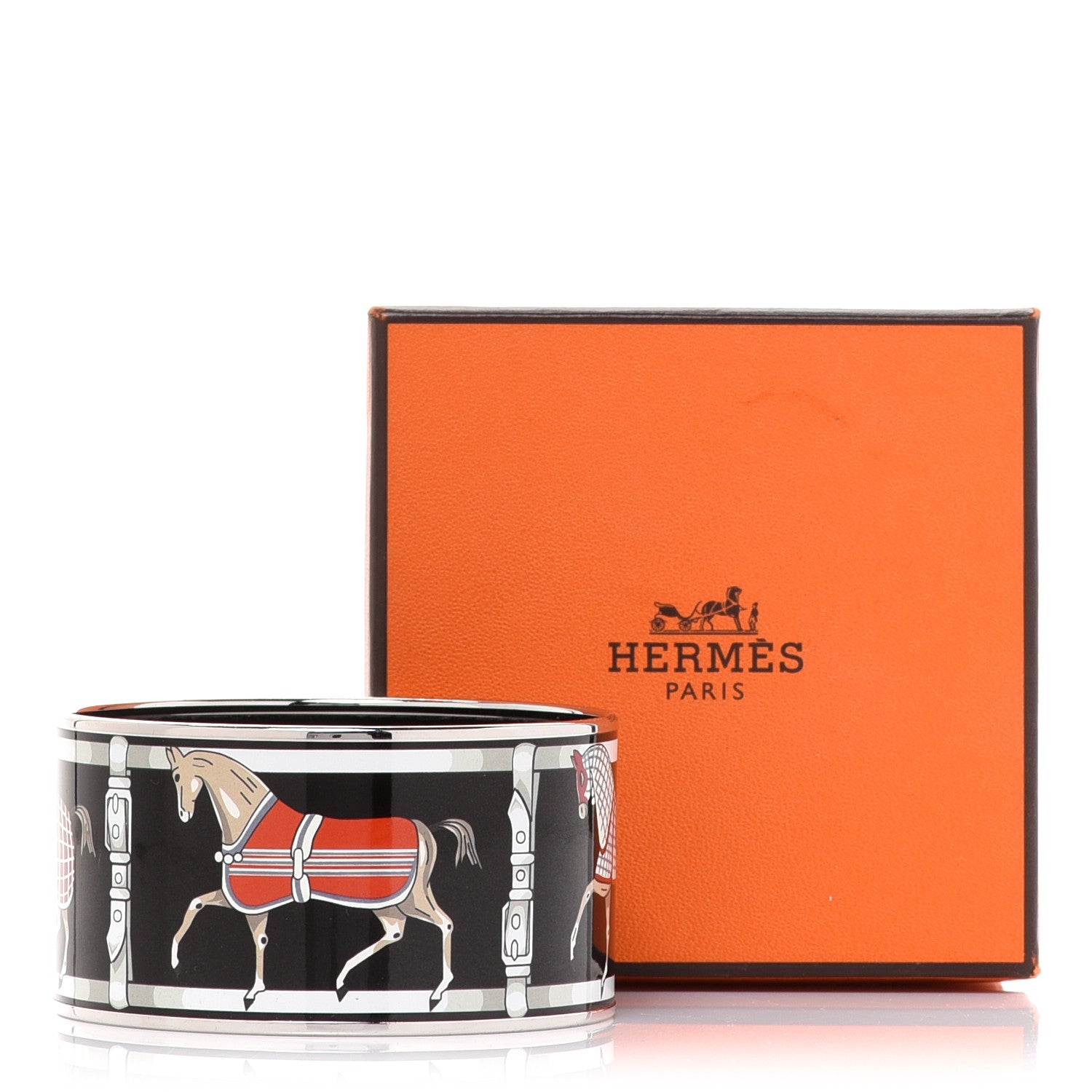 Hermes Enamel Printed Tenues Et Couvertures Extra Wide Bracelet 70 6 of 6
