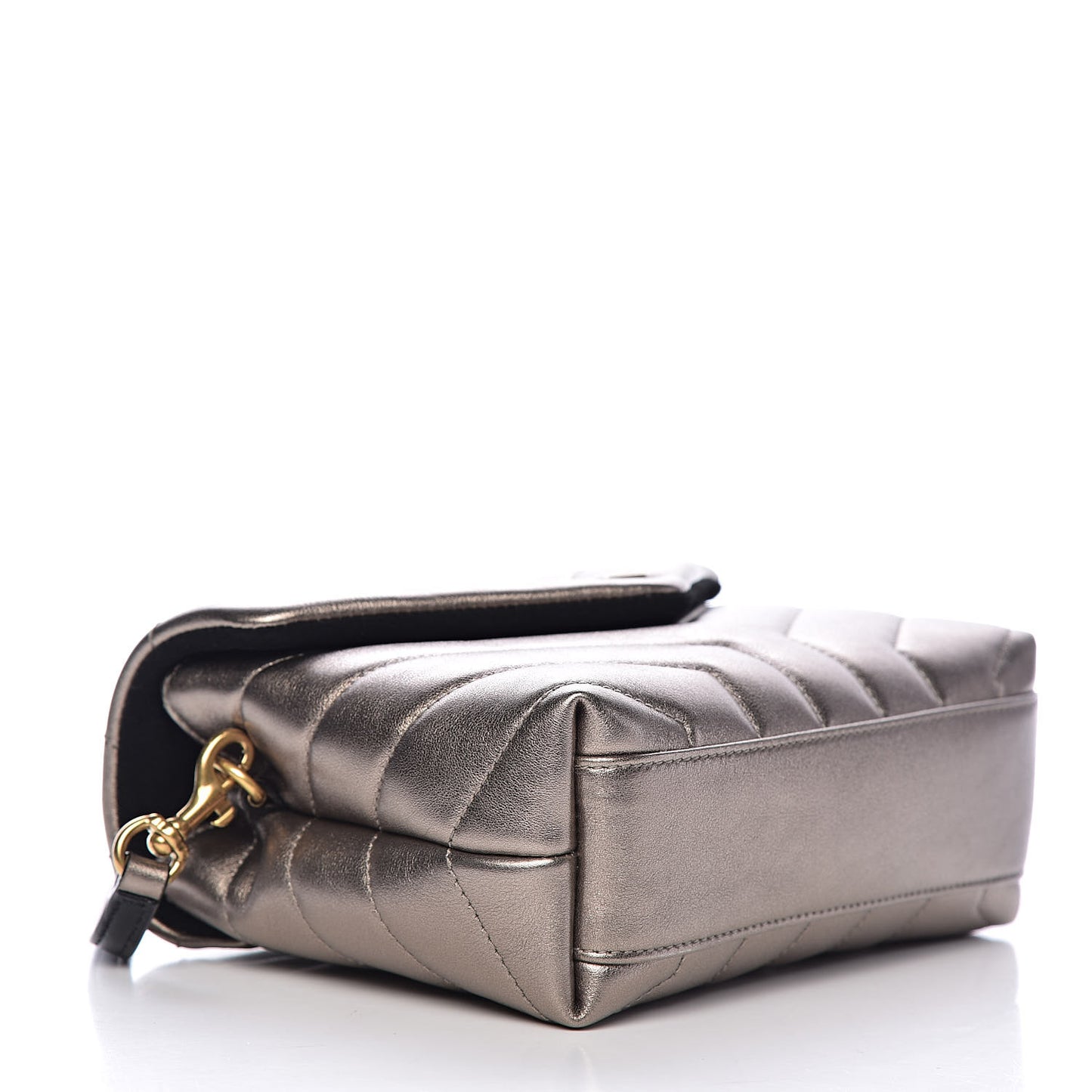 Metallic Calfskin Y Quilted Monogram Toy Loulou Crossbody Bag Piombo