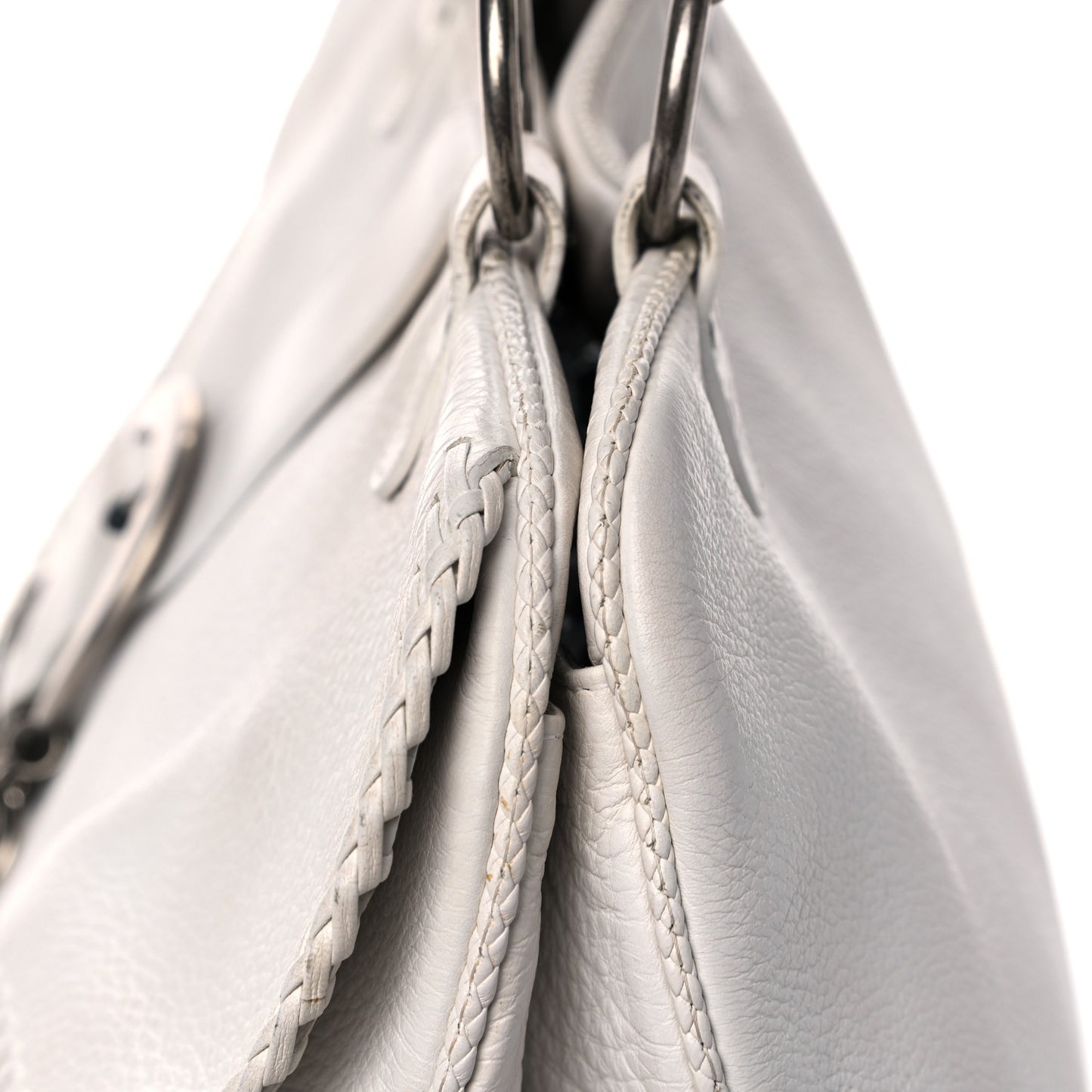 Calfskin Braided Gaucho Double Saddle Bag White