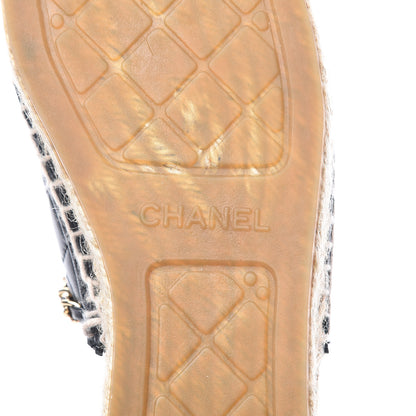 Chanel Lambskin Grosgrain Quilted CC Chain Espadrille Mules 40 Black 8 of 10