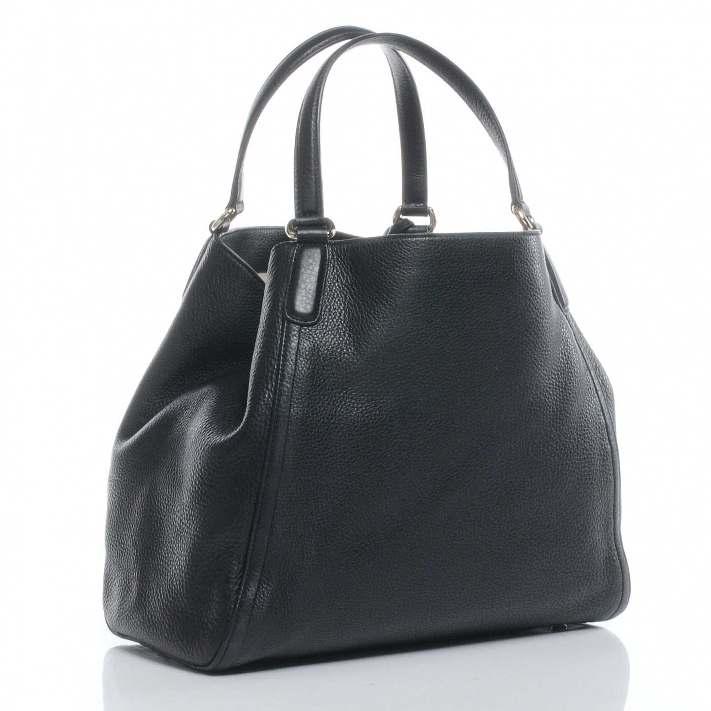 Pebbled Calfskin Medium Soho Shoulder Bag Black