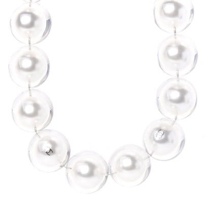 Chanel Acrylic Pearl Short Necklace Silver 1 of 5